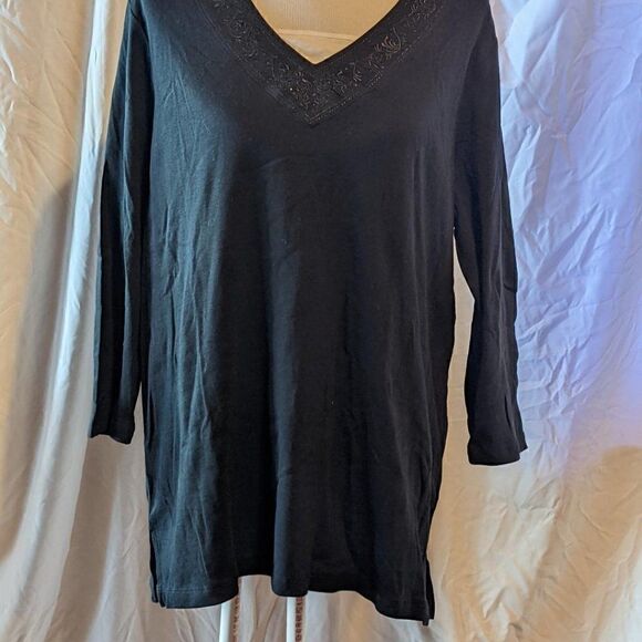 🆕NWT CAROLYN TAYLOR BLACK LONG SLEEVE TUNIC - Picture 2 of 12